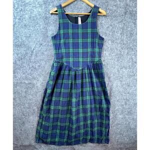 Vintage Storybook Heirlooms Dress Womens Medium Blue Green Plaid Modest Country